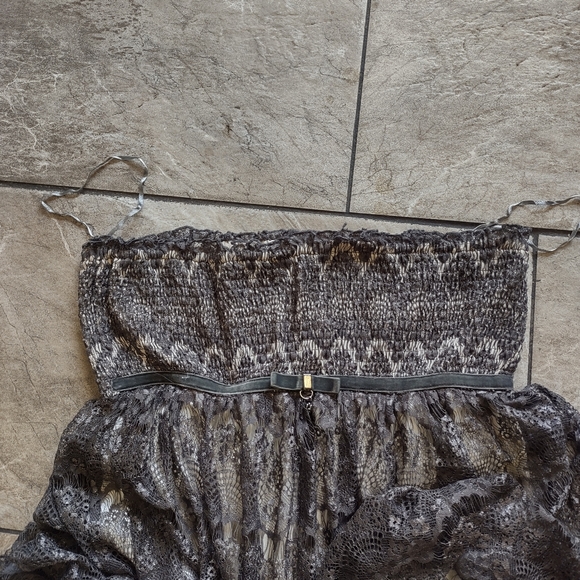 Cecico Gray Lace Strapless Dress - Large - Picture 5 of 11